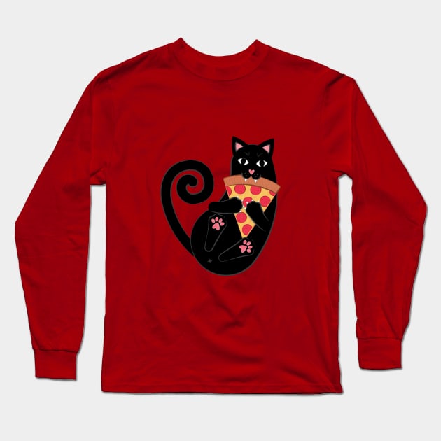 Pepperoni Pizza Cat Long Sleeve T-Shirt by TinyGinkgo